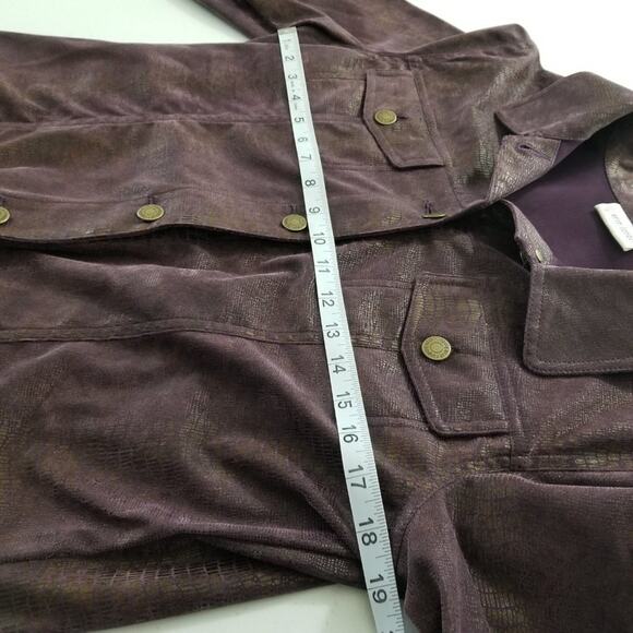 Erin London Purple Snake Print Light Jacket Suede Feel Very Nice! Size M - Picture 4 of 8